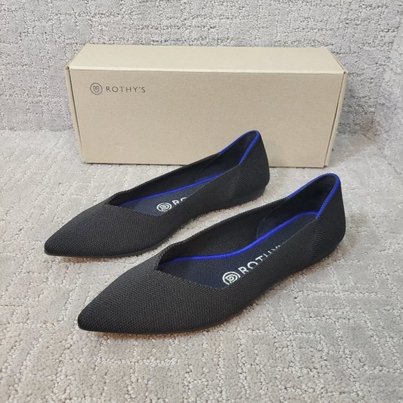 Rothys The Point Solid Black Pointed Toe Slip on Flat Shoe Womens Multiple Sizes - Picture 9 of 11